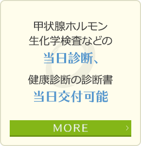 甲状腺ホルモン生化学検査などの当日診断、健康診断の診断書当日交付可能